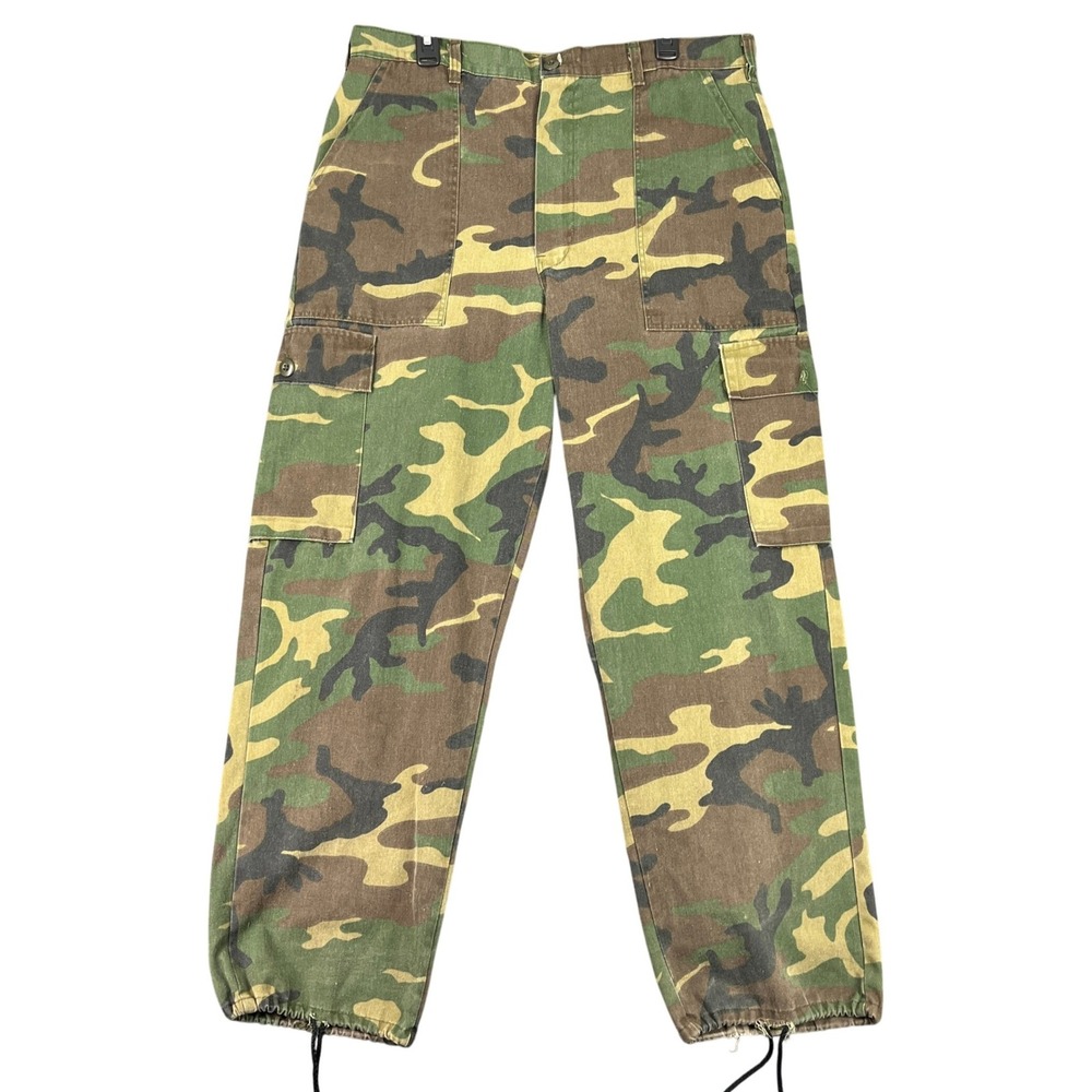 Vintage Ranger Camo Cargo Pants Mens 36x30 Woodland Multi Pocket Utility Outdoor